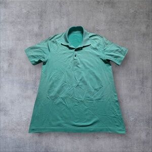 lululemon polo shirt men’s medium blue short sleeve performance